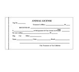 Animal License Receipt Book